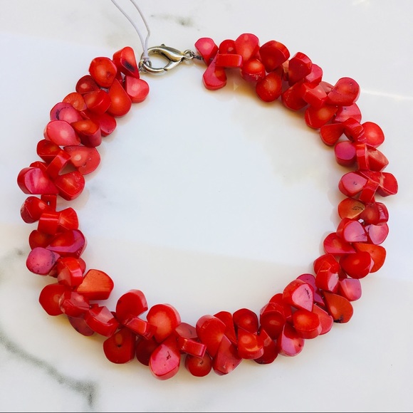 Eve St. Claire Jewelry - Red coral necklace 16” cluster